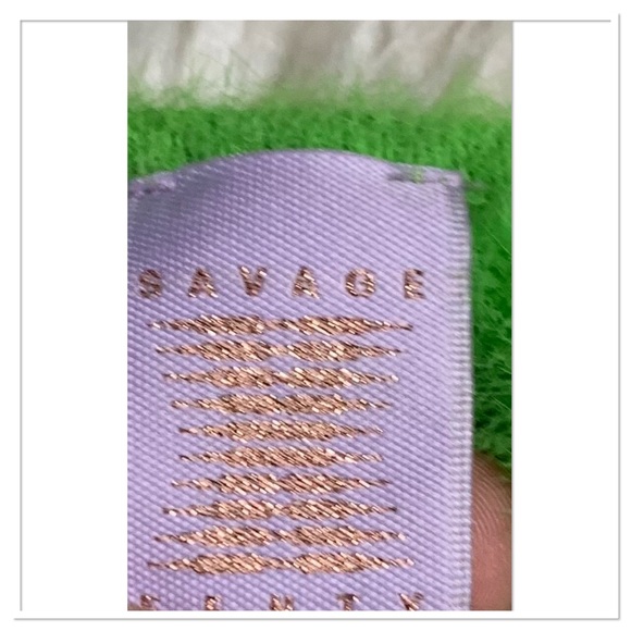 Savage x Fenty Fluff It Up Fuzzy Top And Bottoms Set Green Size Medium - Picture 6 of 10